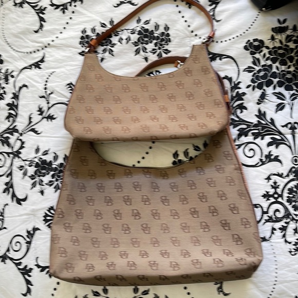 Dooney & Bourke bundle on two bags purses tan canvas used monogram - Picture 1 of 12